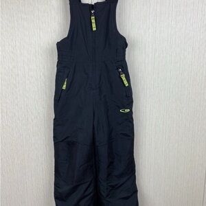 Snow Time: Champion Kids Black Overalls with Green Accents